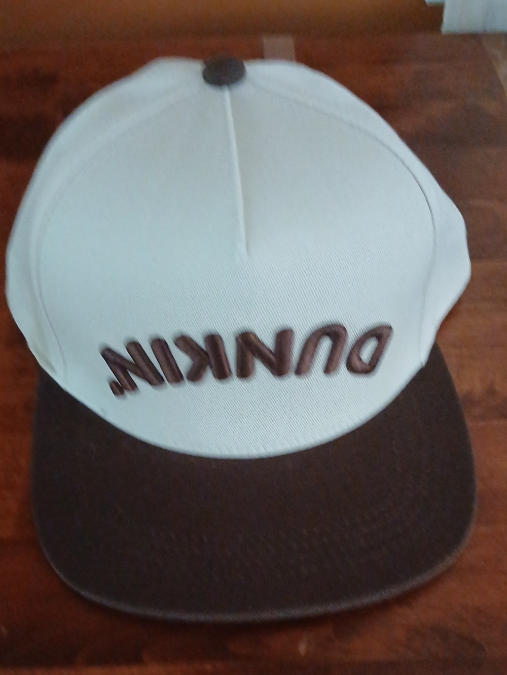 Misprinted Upside Down Dunkin' Baseball Cap ■ Two-Tone Cream and Brown